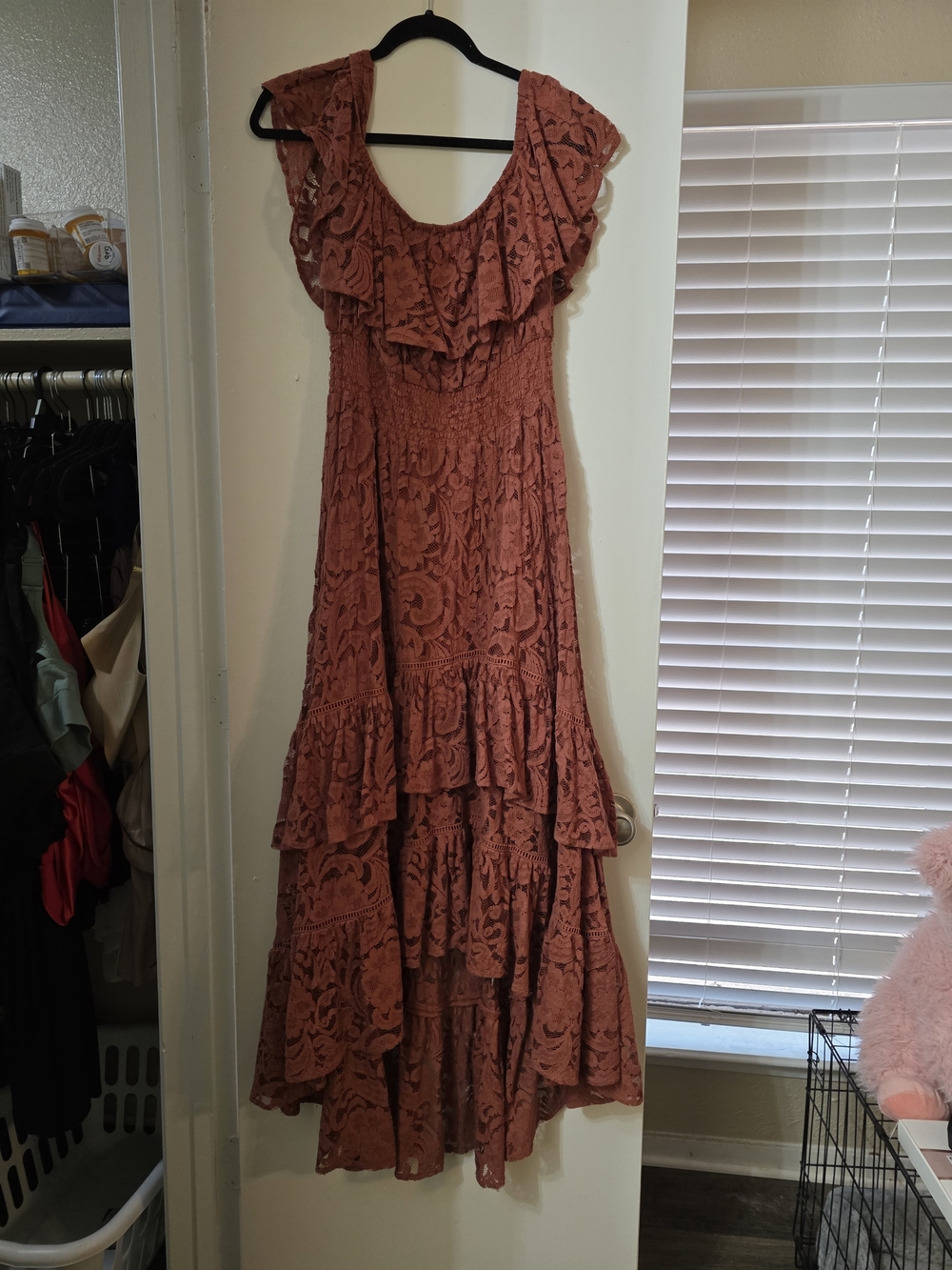 Shyanna Bootbarn Women's Rust Lace Tiered Ruffle Maxi Dress